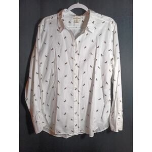 LOGG Women’s 12 Button-Up Shirt with Horses Long Sleeve Collared Casual Top